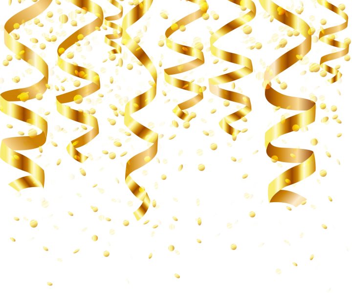 Gold Curling Stream, Isolated On White Background, Vector Illustration